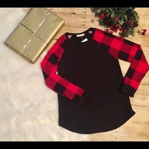 Brand new Buffalo Plaid Raglan Top